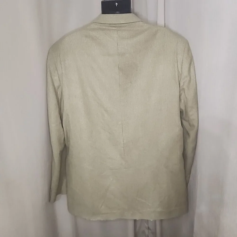 Blazer BIOS LE COLLEZIONI Mens Tan 100% Silk Suit Jacket Sz 48L Repub of Tunisia